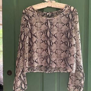 Sheer cropped snakeskin blouse. Size XL.